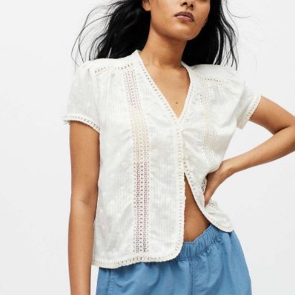 Urban Outfitters White Simone Button Up Blouse